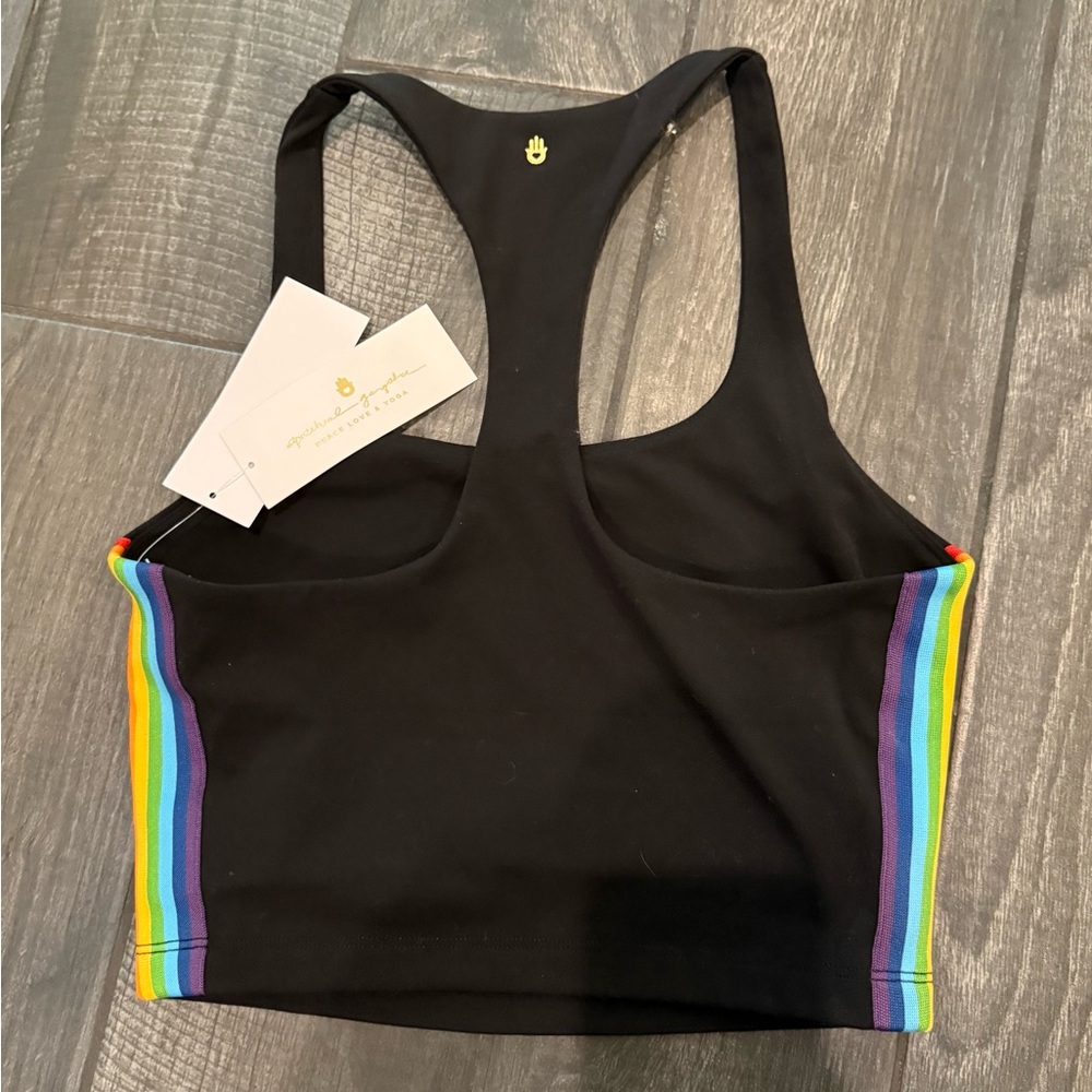 Spiritual Gangster Black Crop Top with Rainbow Sides - Picture 7 of 7